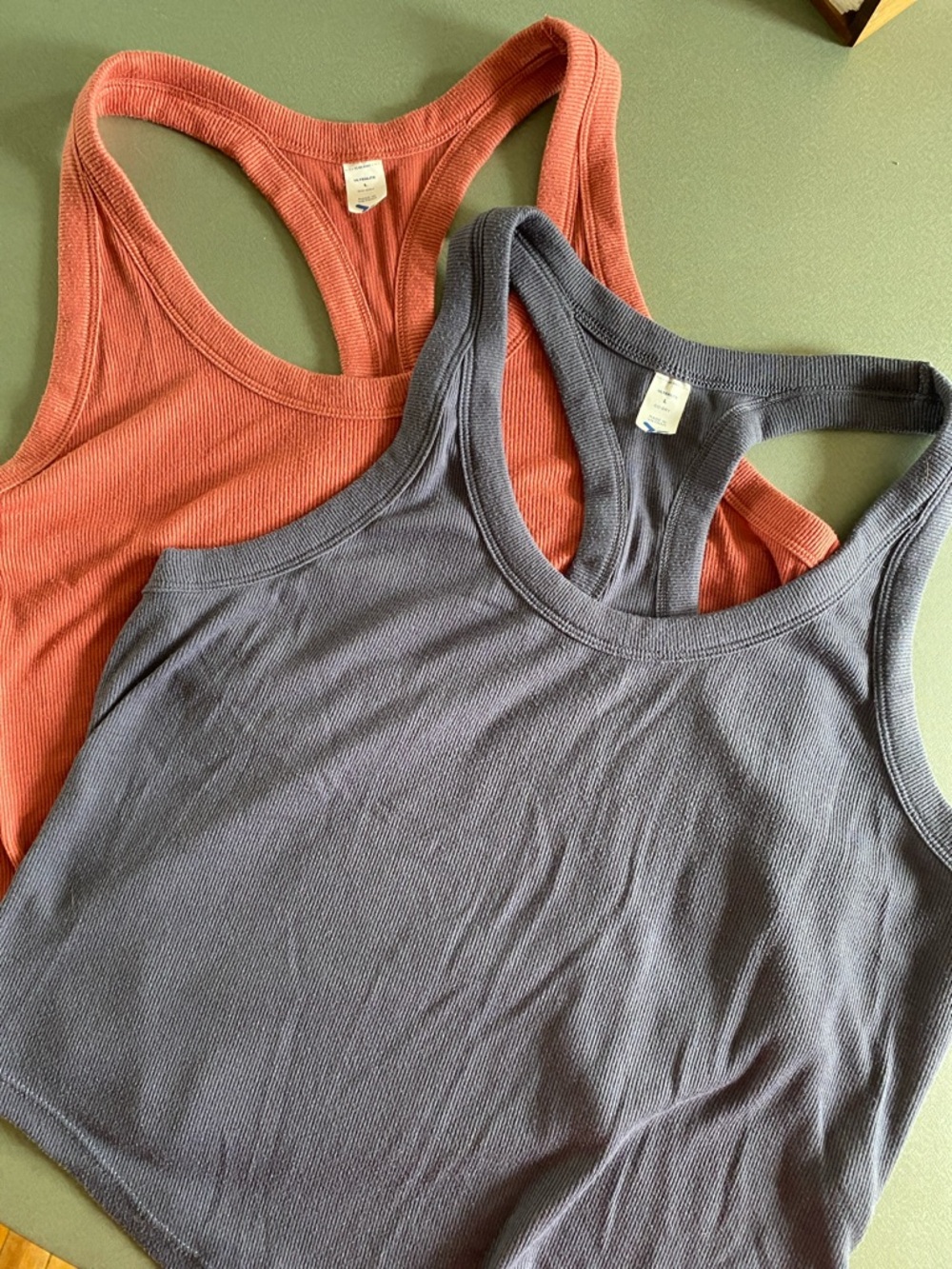 Women's Ribbed Racerback Tank Top - Blue/Gray & Rust